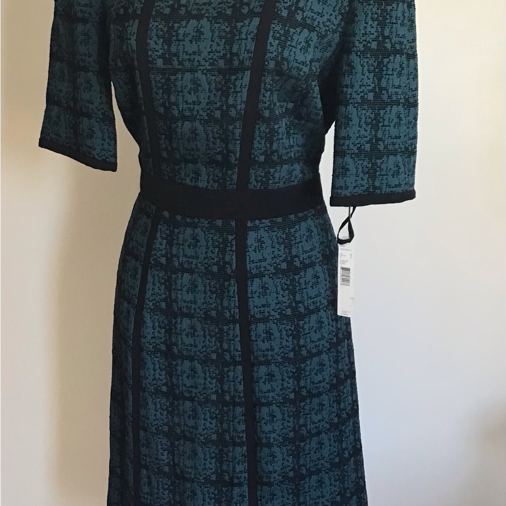 Alex Marie Black & Turquoise Blue Midi Dress Size 6 NWT #business #dinner #Midi